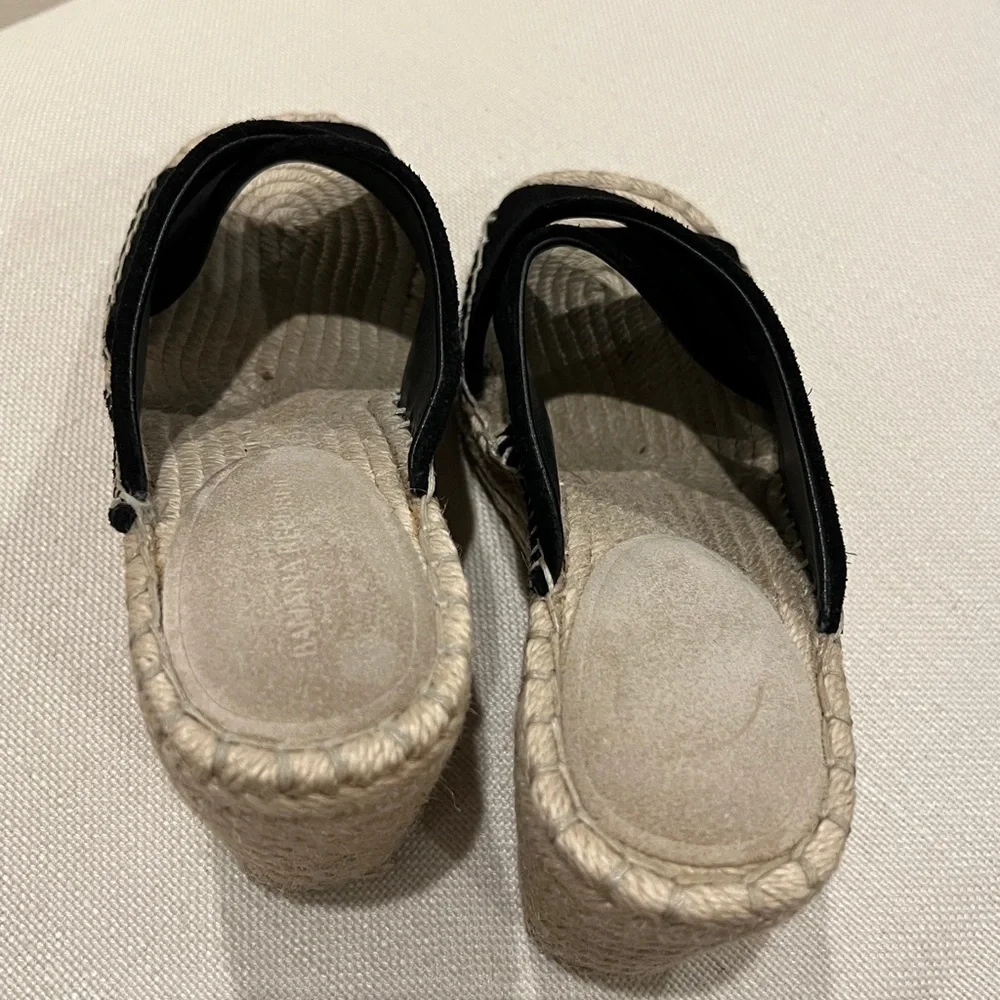 Banana Republic Espadrille, Suede Black Wedge, size 6 but fits more like a 5.5